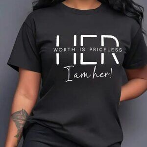 NWT Her Worth Is Priceless Graphic Designed T-Shirt XXL